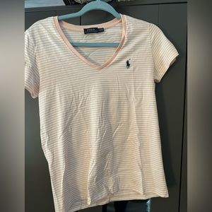 Pink and white striped tee